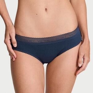 Victorias Secret Lace Logo Cotton Hipster Hiphugger Panty Underwear. NWT